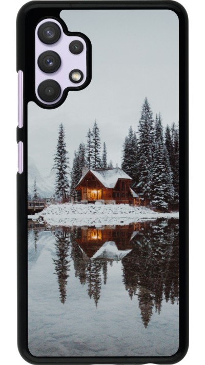 Samsung Galaxy A32 Case Hülle - Winter 25 Winter house forest afternoon