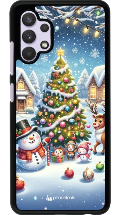 Samsung Galaxy A32 Case Hülle - Weihnachten 2023 Schneemann und Tannenbaum