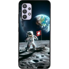 Samsung Galaxy A32 Case Hülle - Silikon schwarz Astro Schweiz auf dem Mond