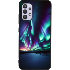 Coque Samsung Galaxy A32 - Silicone rigide noir Aurore Boréale Étincelante