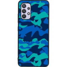Coque Samsung Galaxy A32 - Silicone rigide noir Camo Blue