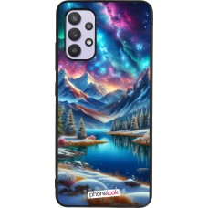 Samsung Galaxy A32 Case Hülle - Silikon schwarz Fantasiebergsee Himmel Sterne