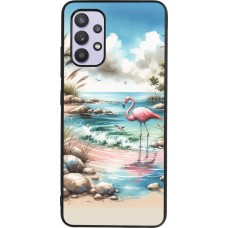 Samsung Galaxy A32 Case Hülle - Silikon schwarz Flamingo Aquarell