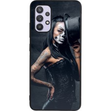 Samsung Galaxy A32 Case Hülle - Silikon schwarz Halloween 22 Tattooed Girl