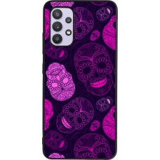 Samsung Galaxy A32 Case Hülle - Silikon schwarz Halloween 2023 pink skulls