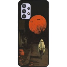 Samsung Galaxy A32 Case Hülle - Silikon schwarz Halloween 2025 Ghost on a bicycle