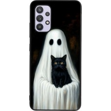 Coque Samsung Galaxy A32 - Silicone rigide noir Halloween 2025 Ghost with black cat