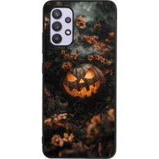 Samsung Galaxy A32 Case Hülle - Silikon schwarz Halloween 2025 Pumpkin with flowers