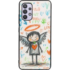 Coque Samsung Galaxy A32 - Silicone rigide noir Little Angel Sketch Love
