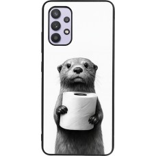 Coque Samsung Galaxy A32 - Silicone rigide noir Loutre papier de toilette