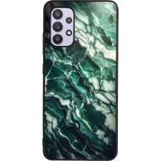 Coque Samsung Galaxy A32 - Silicone rigide noir Marbre vert majestueux