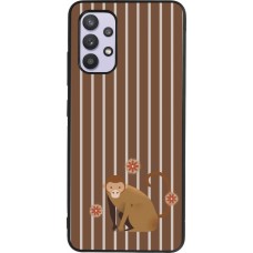 Samsung Galaxy A32 Case Hülle - Silikon schwarz Monkey with stripes