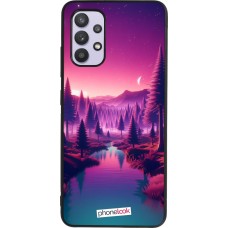 Samsung Galaxy A32 Case Hülle - Silikon schwarz Lila-rosa Landschaft