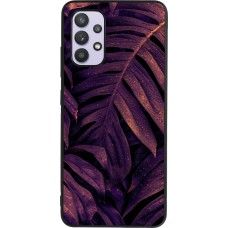 Samsung Galaxy A32 Case Hülle - Silikon schwarz Purple Light Leaves