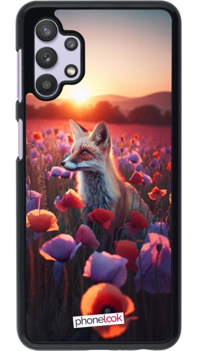 Samsung Galaxy A32 5G Case Hülle - Purpurroter Fuchs bei Dammerung