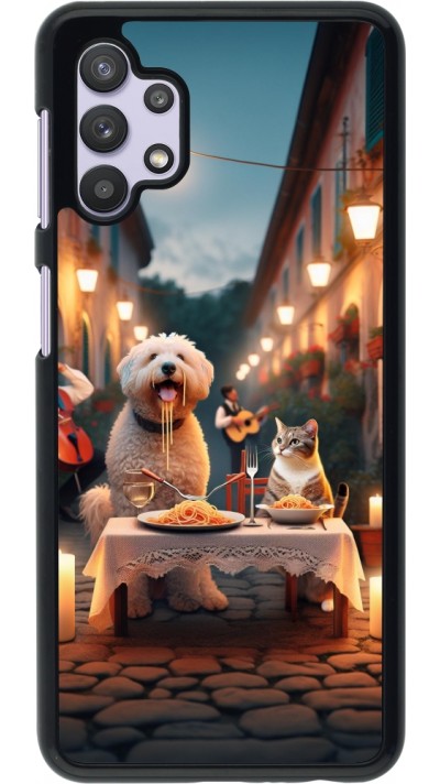 Samsung Galaxy A32 5G Case Hülle - Valentin 2024 Hund & Katze Kerzenlicht