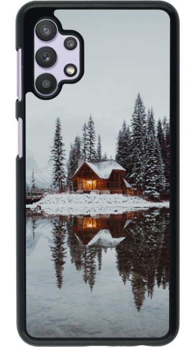 Samsung Galaxy A32 5G Case Hülle - Winter 25 Winter house forest afternoon