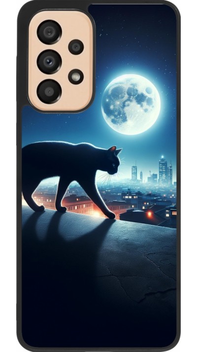 Samsung Galaxy A33 5G Case Hülle - Silikon schwarz Schwarze Katze unter dem Vollmond