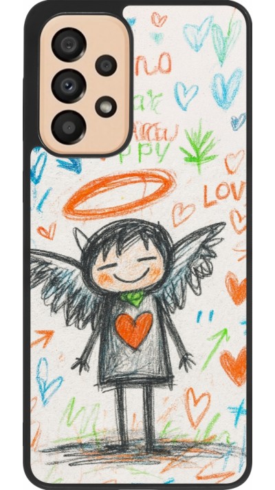 Coque Samsung Galaxy A33 5G - Silicone rigide noir Little Angel Sketch Love