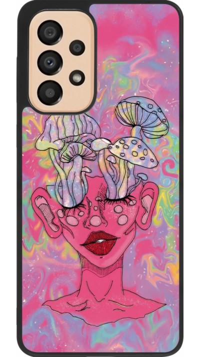 Coque Samsung Galaxy A33 5G - Silicone rigide noir Psychedelic pink mushroom