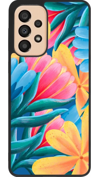 Samsung Galaxy A33 5G Case Hülle - Silikon schwarz Spring 23 colorful flowers