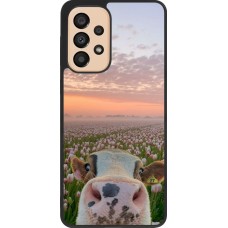 Coque Samsung Galaxy A33 5G - Silicone rigide noir Cow with tulips Spring 2026