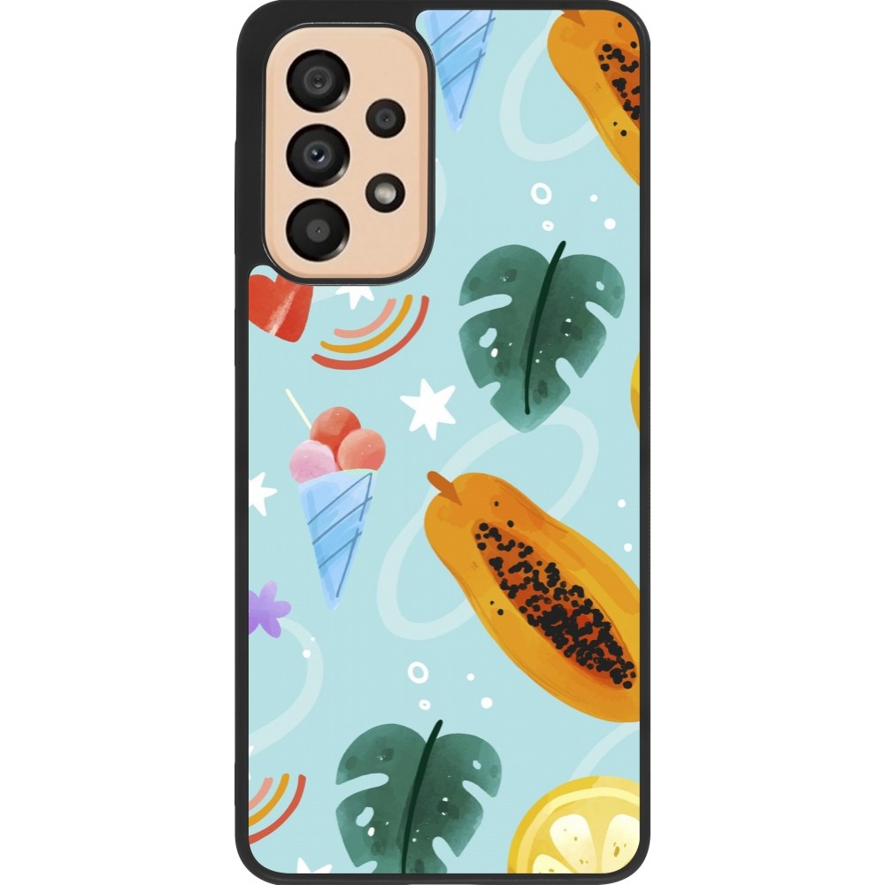 Samsung Galaxy A33 5G Case Hülle - Silikon schwarz Summer 2025 Pattern papaya