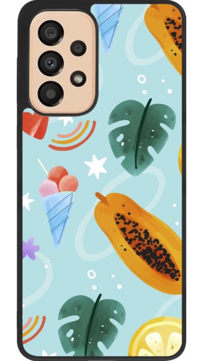 Samsung Galaxy A33 5G Case Hülle - Silikon schwarz Summer 2025 Pattern papaya