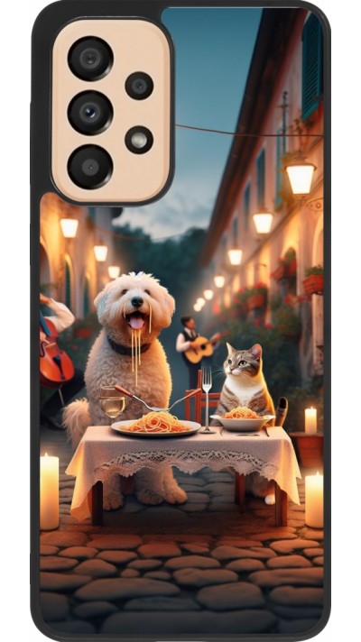 Samsung Galaxy A33 5G Case Hülle - Silikon schwarz Valentin 2024 Hund & Katze Kerzenlicht