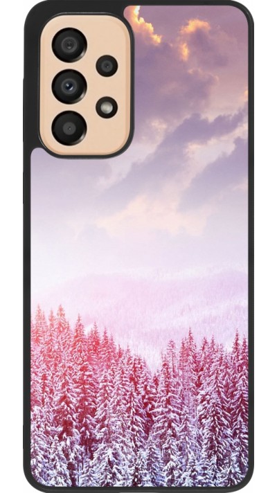 Samsung Galaxy A33 5G Case Hülle - Silikon schwarz Winter 22 Pink Forest