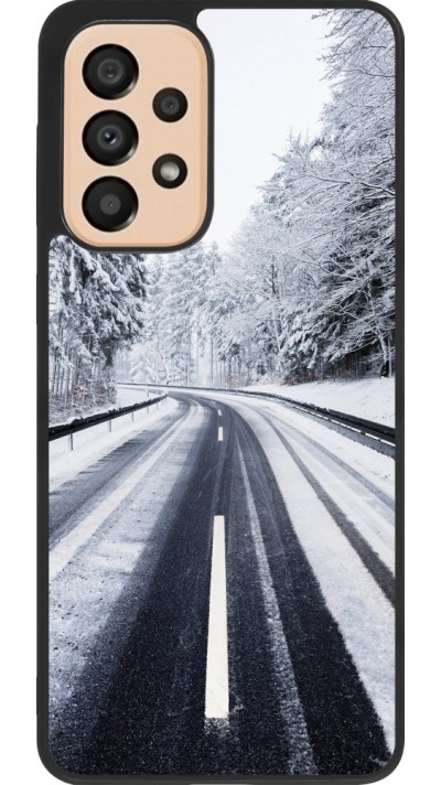 Samsung Galaxy A33 5G Case Hülle - Silikon schwarz Winter 22 Snowy Road