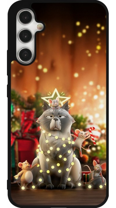 Samsung Galaxy A34 5G Case Hülle - Silikon schwarz Christmas 25 Xmas Cat