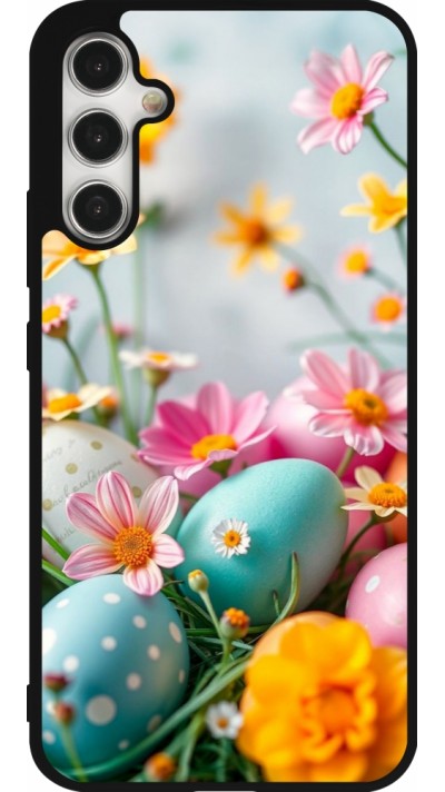 Samsung Galaxy A34 5G Case Hülle - Silikon schwarz Easter 2026 Eggs with flowers