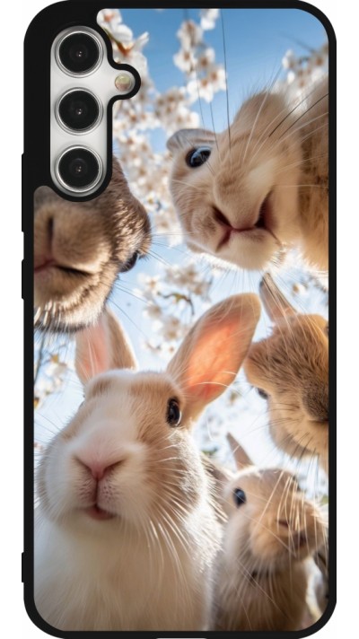 Samsung Galaxy A34 5G Case Hülle - Silikon schwarz Easter 2026 Rabbits