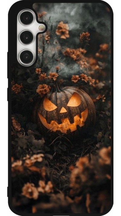 Samsung Galaxy A34 5G Case Hülle - Silikon schwarz Halloween 2025 Pumpkin with flowers