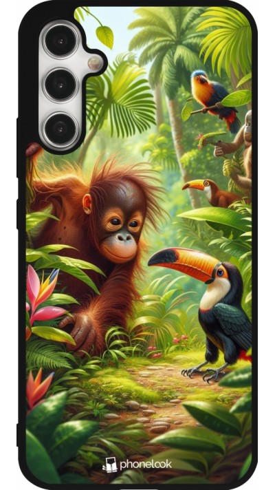 Samsung Galaxy A34 5G Case Hülle - Silikon schwarz Tropischer Dschungel Tayrona