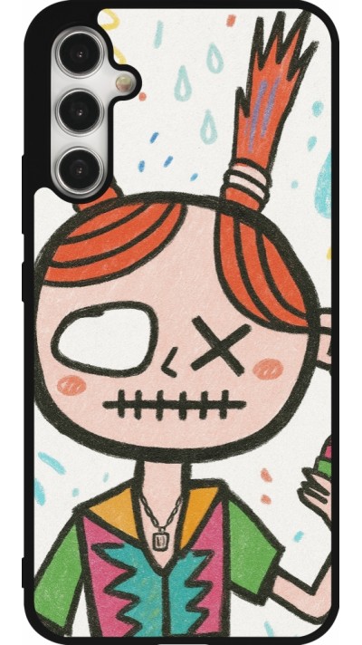 Coque Samsung Galaxy A34 5G - Silicone rigide noir Little Girl Sketch