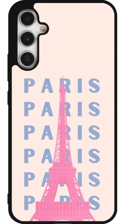 Samsung Galaxy A34 5G Case Hülle - Silikon schwarz Paris Pink Print