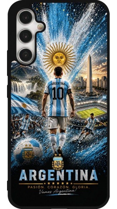 Coque Samsung Galaxy A34 5G - Silicone rigide noir Football Argentine splash 2026