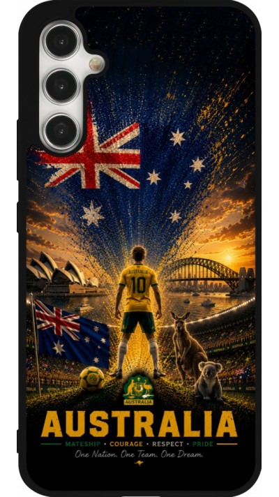 Coque Samsung Galaxy A34 5G - Silicone rigide noir Football Australie splash 2026