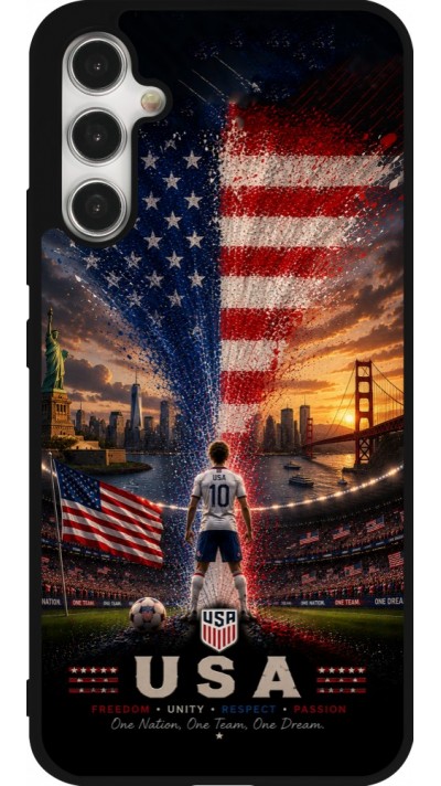 Coque Samsung Galaxy A34 5G - Silicone rigide noir Football États-Unis splash 2026