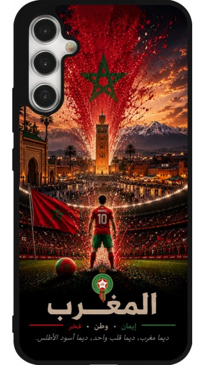 Coque Samsung Galaxy A34 5G - Silicone rigide noir Football Maroc splash 2026