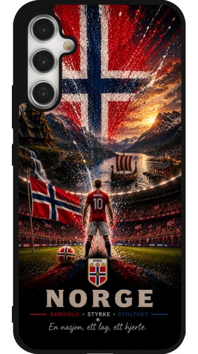 Coque Samsung Galaxy A34 5G - Silicone rigide noir Football Norvège splash 2026