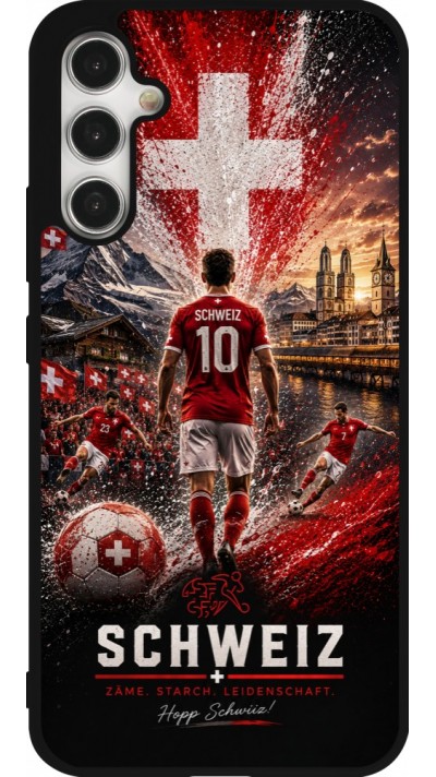 Coque Samsung Galaxy A34 5G - Silicone rigide noir Football Schweiz splash 2026