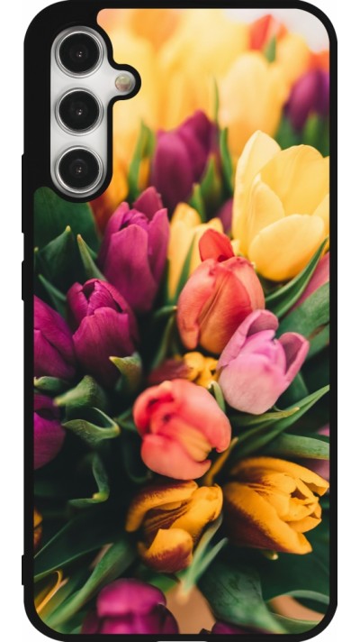 Samsung Galaxy A34 5G Case Hülle - Silikon schwarz Bouquet of tulips Spring 2026