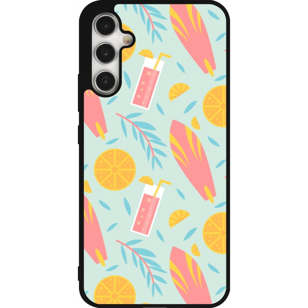 Samsung Galaxy A34 5G Case Hülle - Silikon schwarz Summer 2025 Pattern citron