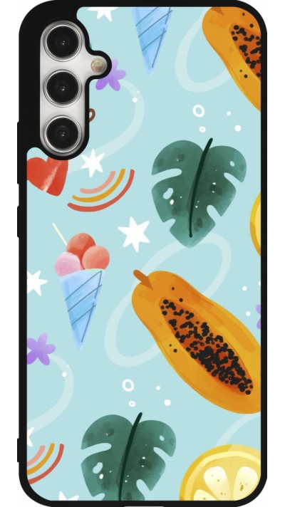 Samsung Galaxy A34 5G Case Hülle - Silikon schwarz Summer 2025 Pattern papaya