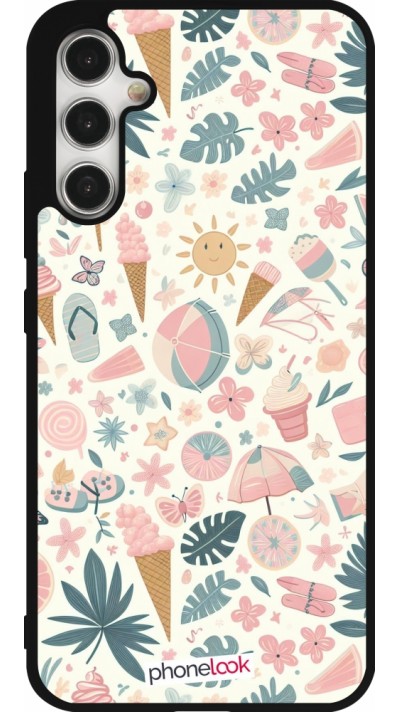 Samsung Galaxy A34 5G Case Hülle - Silikon schwarz Sommer Pink Muster