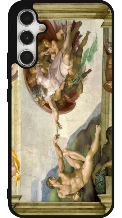 Samsung Galaxy A34 5G Case Hülle - Silikon schwarz Kunstbild - Die Erschaffung Adams - Michelangelo