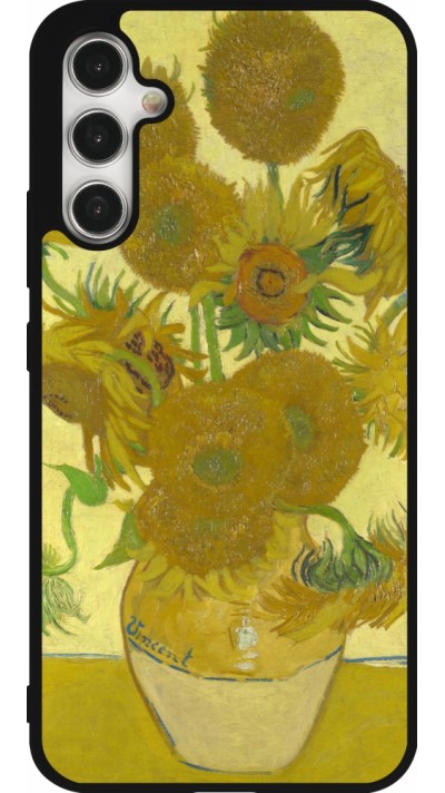 Samsung Galaxy A34 5G Case Hülle - Silikon schwarz Kunstbild - Sonnenblumen  - Van Gogh